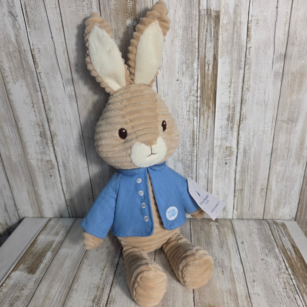 Peter Rabbit Plush Stuffed Animal Beatrix Potter Corduroy  Blue Jacket 21" NWT